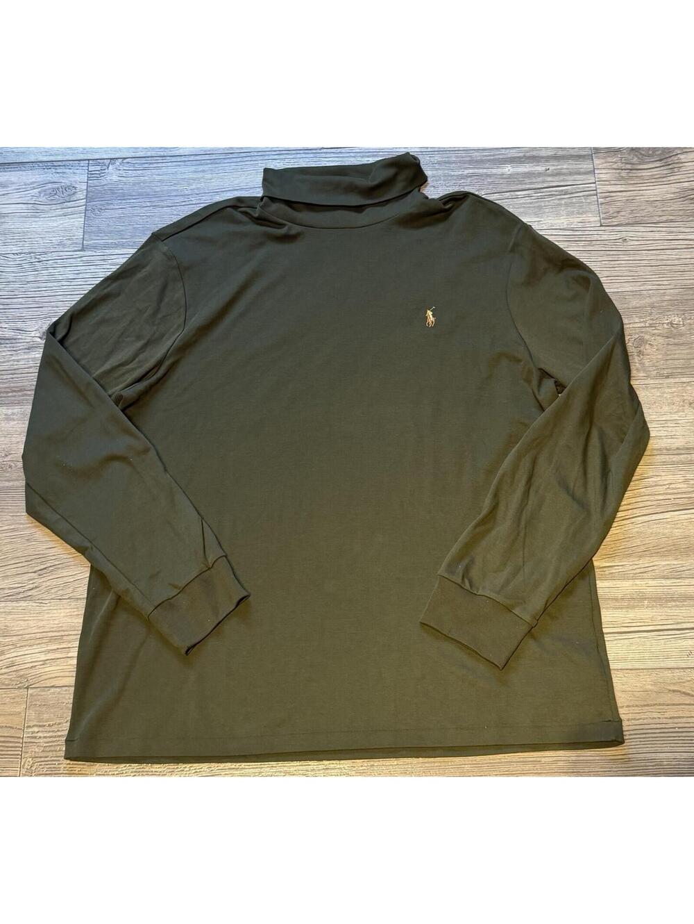 Polo Ralph Lauren long-sleeve turtleneck shirt in olive green Sz XL